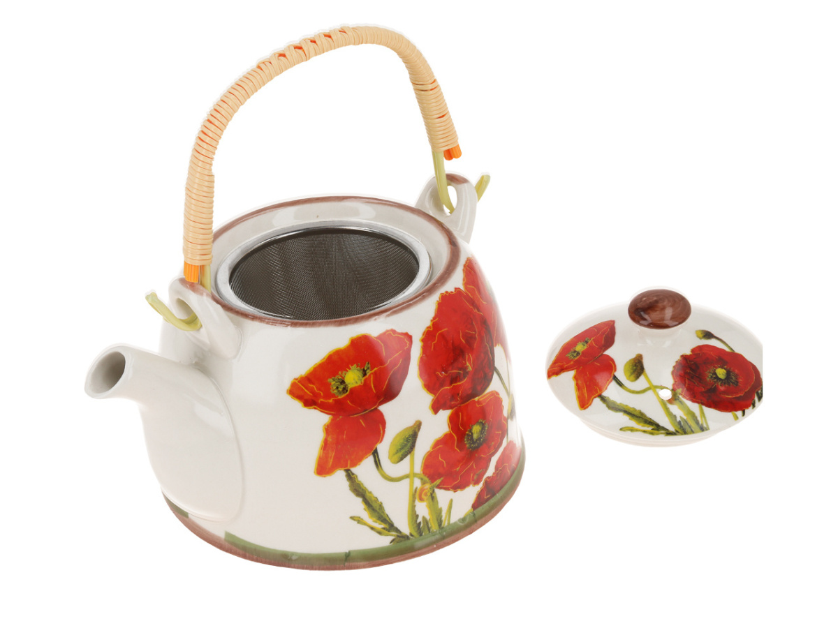 Zestaw Dzbanek Czajnik Ceramiczny Z Sitkiem Maki Kwiaty Carmani Home Sklep Porcelana Herbata